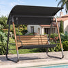 3-Person Porch Swing, Outdoor Swing with Adjustable Canopy-Black - Gallery View 1 of 10