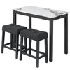 3-Piece Bar Table Set with Charging Station and Faux Marble Top-White - Gallery View 1 of 1