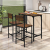 3 Piece Bar Table Set with Backrest and Footrest for Small Space-Rustic Brown - Gallery View 1 of 10