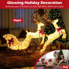 3-piece Christmas lighted reindeer and sleigh set with 280 warm white LEDs, perfect for outdoor holiday decoration.