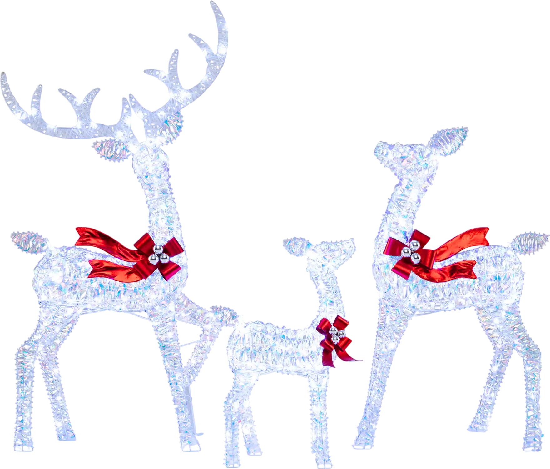Costway 3-Piece Lighted Iridescent Reindeer Family Set 215 Cold White LED 88370876 New