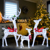 Three-piece Christmas lighted iridescent reindeer family set with 215 LED lights, perfect for festive indoor or outdoor.