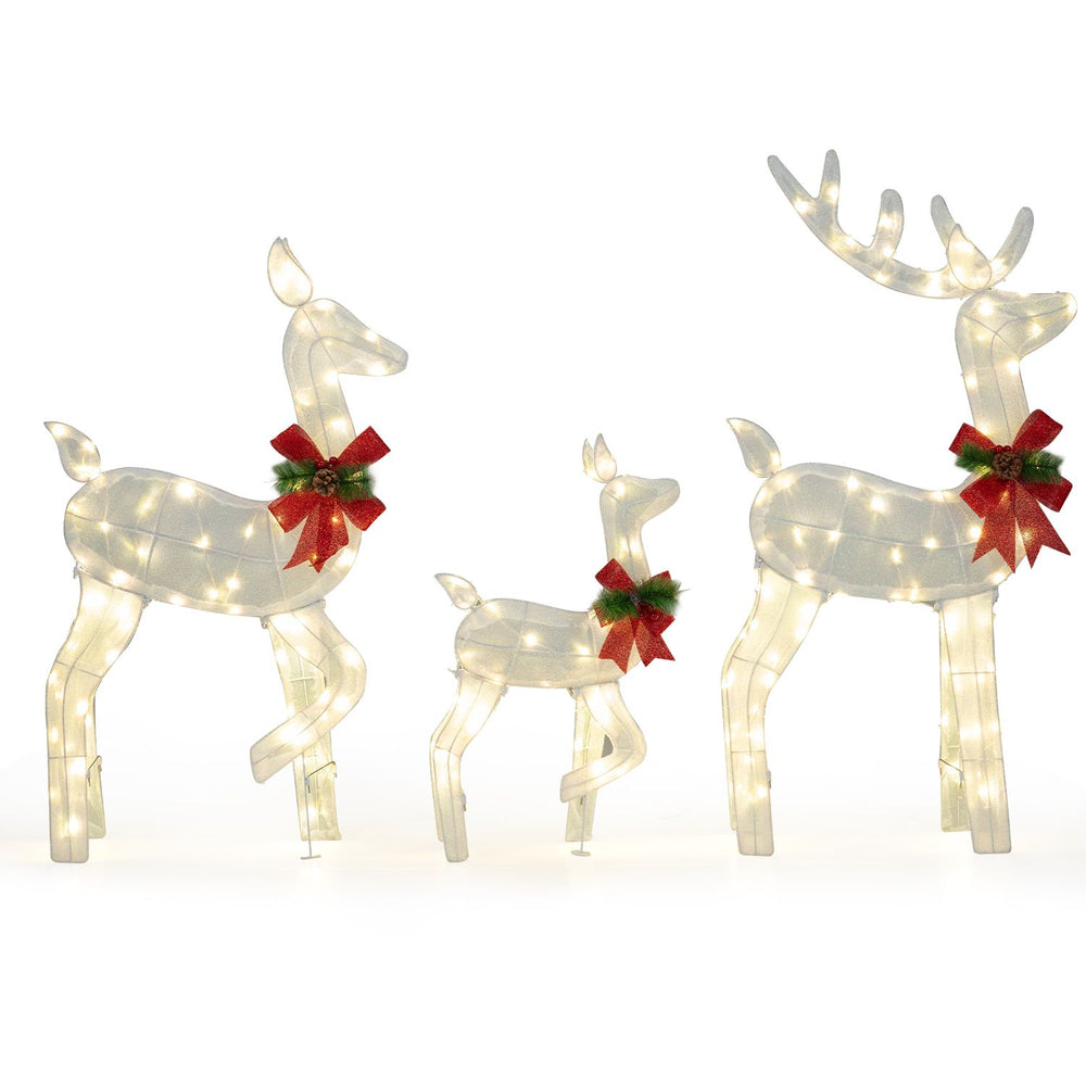 3-Piece Christmas Lighted Reindeer Family Set for Yard-Yellow - Gallery View 1 of 2