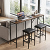3-Piece Convertible L-Shaped Kitchen Table Chair Set with 2 AC Outlets  USB Port and Type-C Port-Rustic Brown - Gallery View 1 of 11