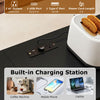 Convertible L-shaped kitchen table chair set with built-in charging station, USB port, and AC outlets for versatile use.