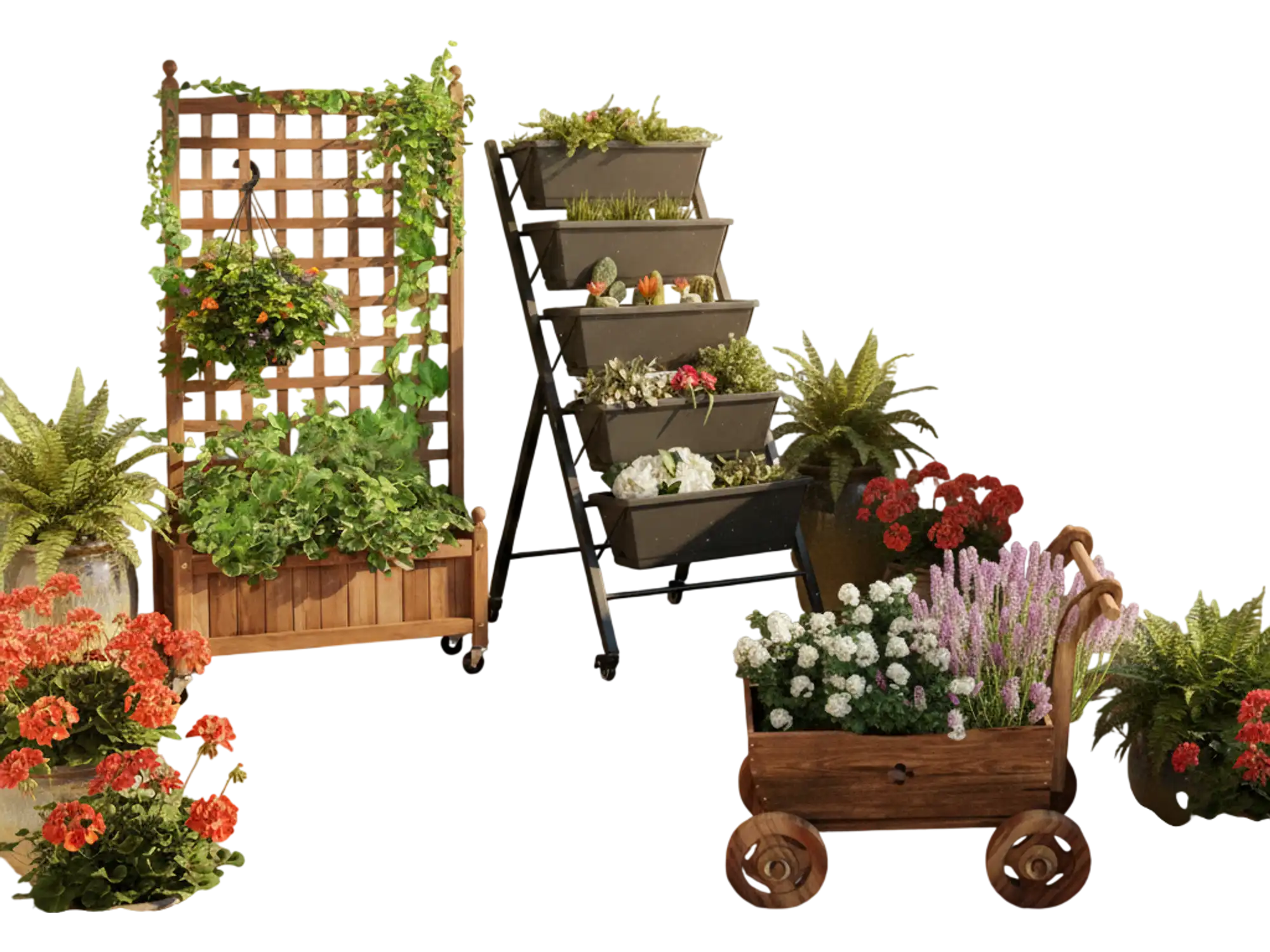 Costway 3-Piece Decorative Mobile Garden Planter Set 92713442 New