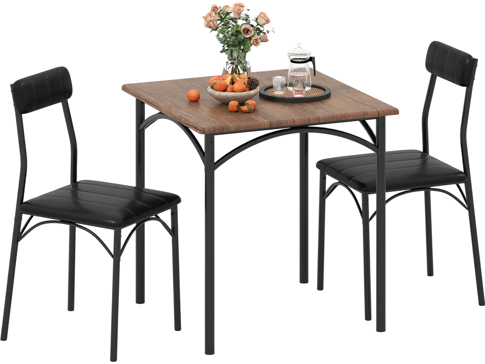 Costway 3-Piece Square Dining Table Set w/ 2 Chairs 11812605 New