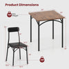 3-piece dining table set with rustic brown finish, featuring a square table and two ergonomic chairs for dining rooms.