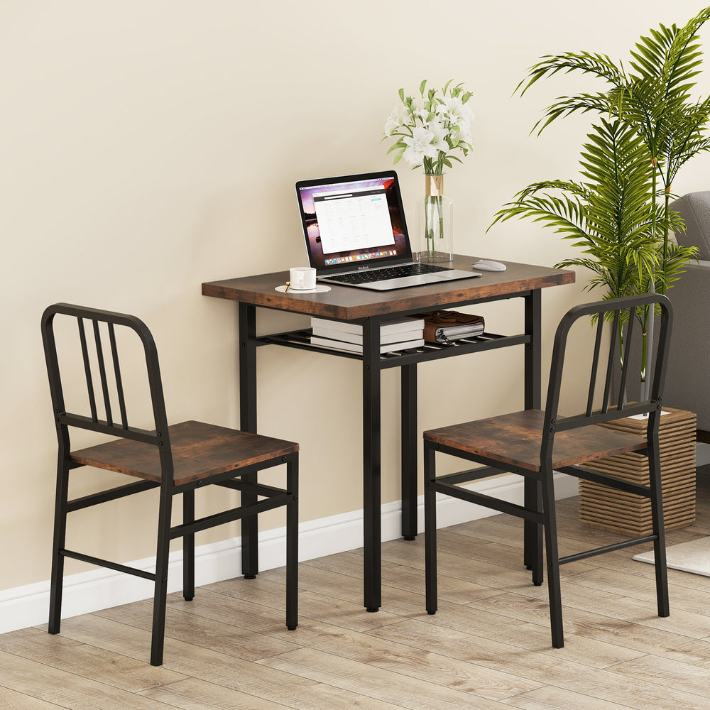 3-Piece Dining Table Set with Rectangular Kitchen Table and 2 Chairs-Rustic Brown - Gallery View 1 of 10
