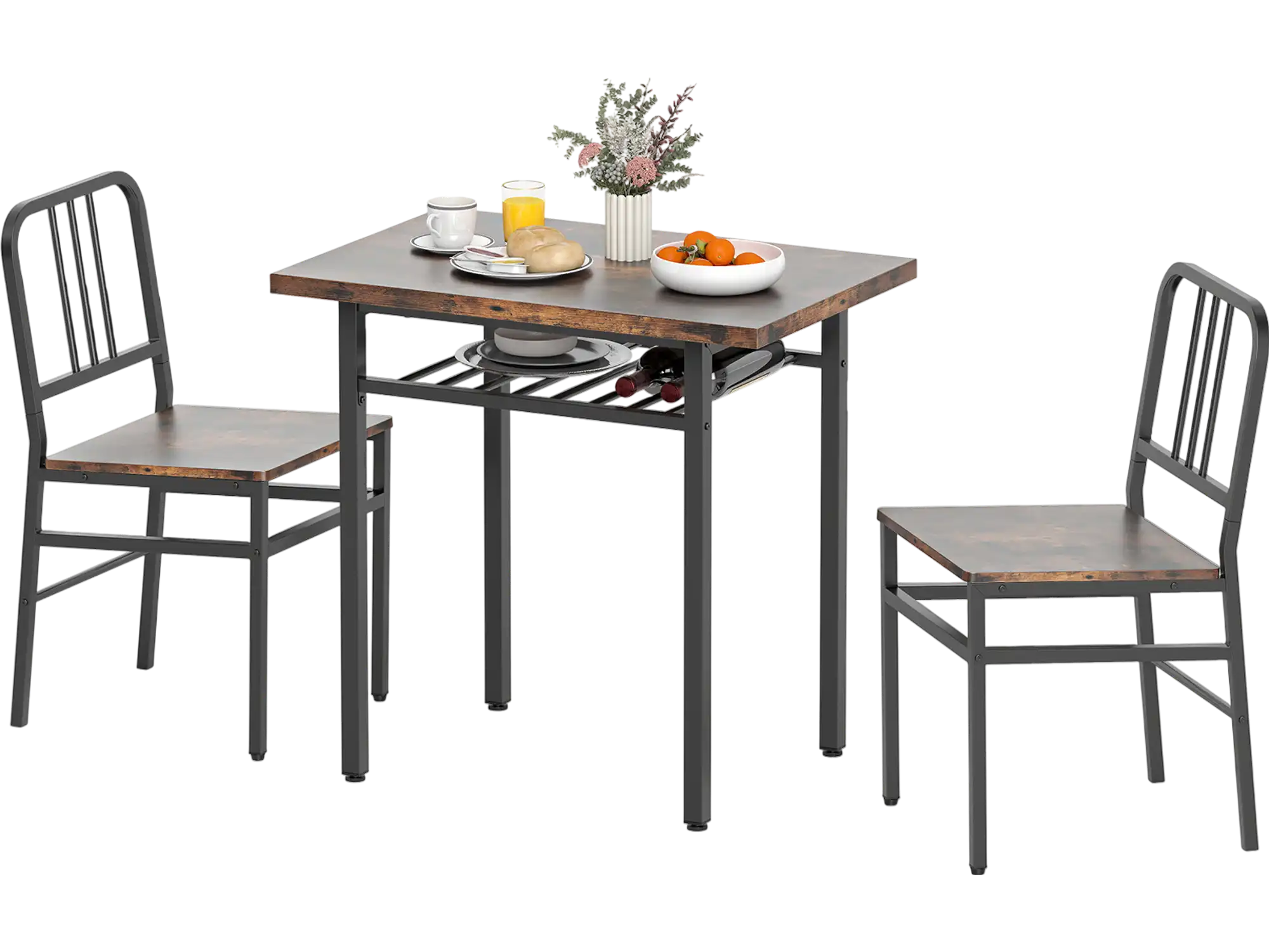 Costway 3-Piece Dining Table Set Rectangular Kitchen Table w/ 2 Chairs 90945783 New