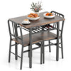 Rustic brown 3-piece dining table set with 2 chairs and open storage shelf, perfect for intimate gatherings.