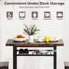 Rustic brown dining table set featuring a rectangular table and two chairs with under-desk storage for essentials.