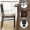 Rustic brown dining chair with robust metal frame and adjustable pads, designed for comfort and stability in dining.