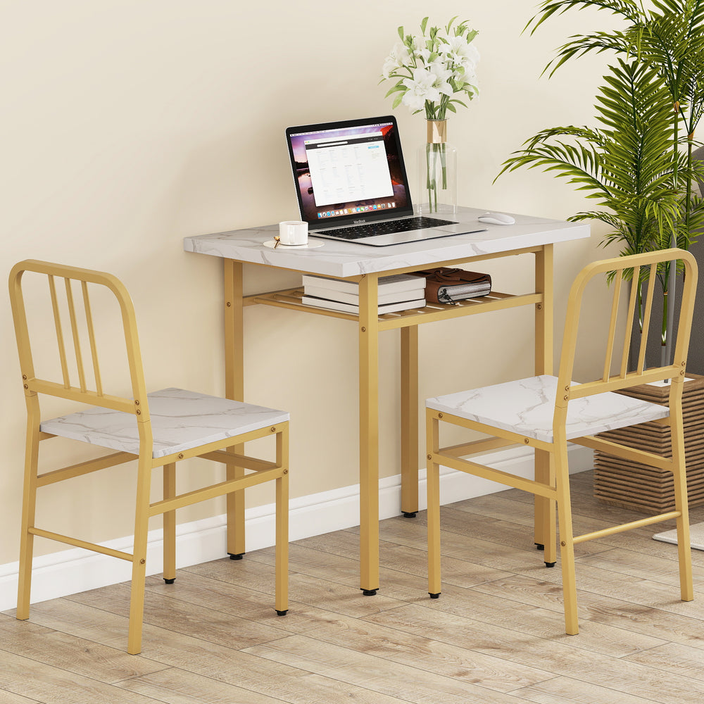 3-Piece Dining Table Set with Rectangular Kitchen Table and 2 Chairs-White - Gallery View 1 of 10