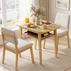 3-piece dining table set featuring natural wood grain, upholstered chairs, and built-in storage for a cozy dining.
