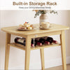 3-piece dining table set featuring a natural wood grain finish and built-in storage rack for dining essentials.