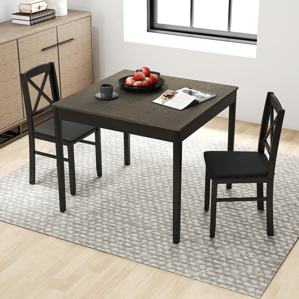 3-Piece Dining Table Set Wooden Square Kitchen Table for 2 People-Gray - Gallery View 1 of 10