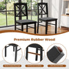 Two dining chairs with ergonomic cross-shaped backrests, made of premium rubber wood, ideal for small spaces.