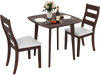 3-piece dining table set with a walnut wooden square table and two ergonomic chairs, perfect for living rooms or apartments.