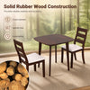 3-piece dining table set with walnut rubber wood construction and cushioned chairs, ideal for living rooms or apartments.