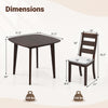 3-piece dining table set with walnut-finished wooden square table and two ergonomic chairs, ideal for various settings.