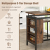 3-tier storage shelf with a brown wood finish and metal frame, ideal for organizing snacks and beverages in dining.