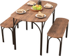 3-piece dining table set featuring a brown MDF tabletop and black metal frame, perfect for family meals in small spaces.