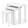 Three-piece white farmhouse rectangle side table set with sleek surfaces, perfect for living room use and space-saving.