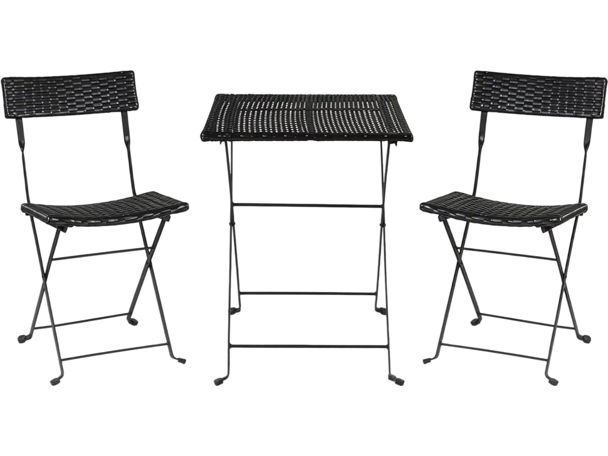 Costway 3-Piece Folding PE Wicker Bistro Dining Set X-Shaped Metal Frame 54072108 New