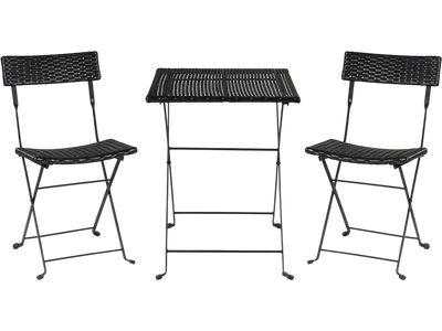 Costway 3-Piece Folding PE Wicker Bistro Dining Set X-Shaped Metal Frame 54072108 New