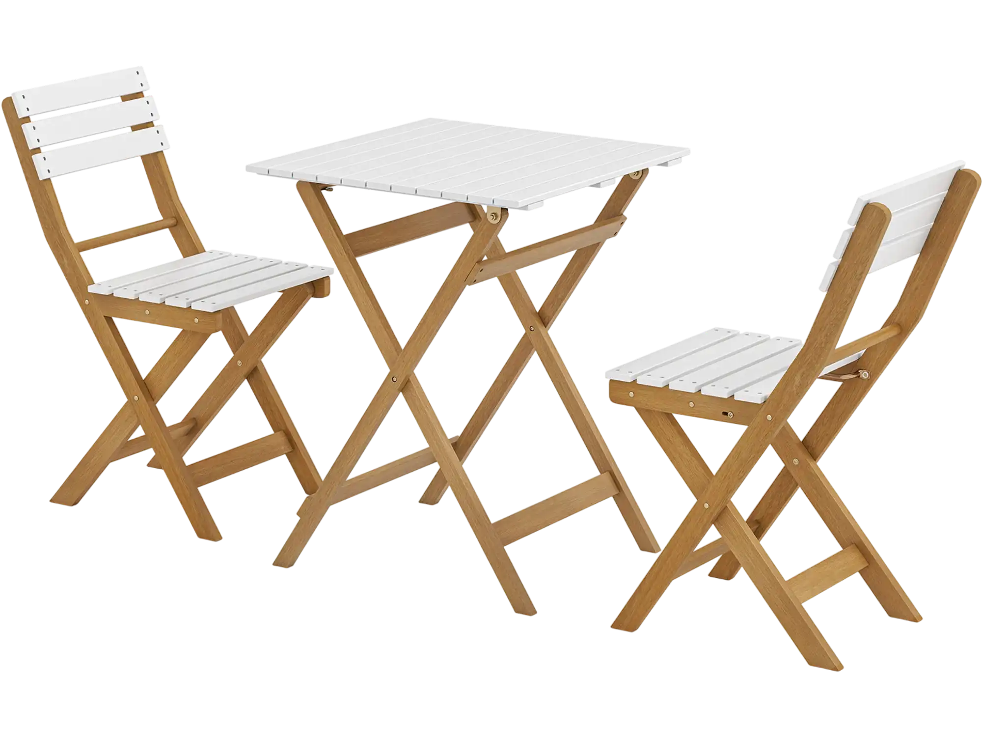 Costway 3-Pc Folding Patio Bistro Set Acacia Wood Chairs Square Table 895317264 New