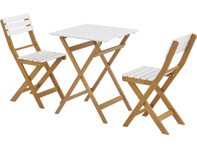 Costway 3-Pc Folding Patio Bistro Set Acacia Wood Chairs Square Table 895317264 New