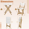 Folding patio bistro set dimensions showcasing acacia wood chairs and square table, ideal for outdoor use.