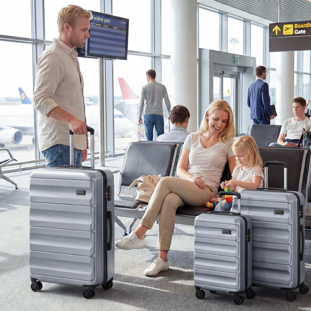 3-Piece Hardside Luggage Set 20/24/28 Inch Lightweight Hardside Suitcases-Gray - Gallery View 1 of 11