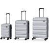 Gray 24-inch hardside suitcase from the 3-piece luggage set, featuring a scratch-resistant exterior and reinforced.
