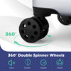 360° double spinner wheels of the gray 3-piece hardside luggage set for effortless, silent movement and reliable travel.