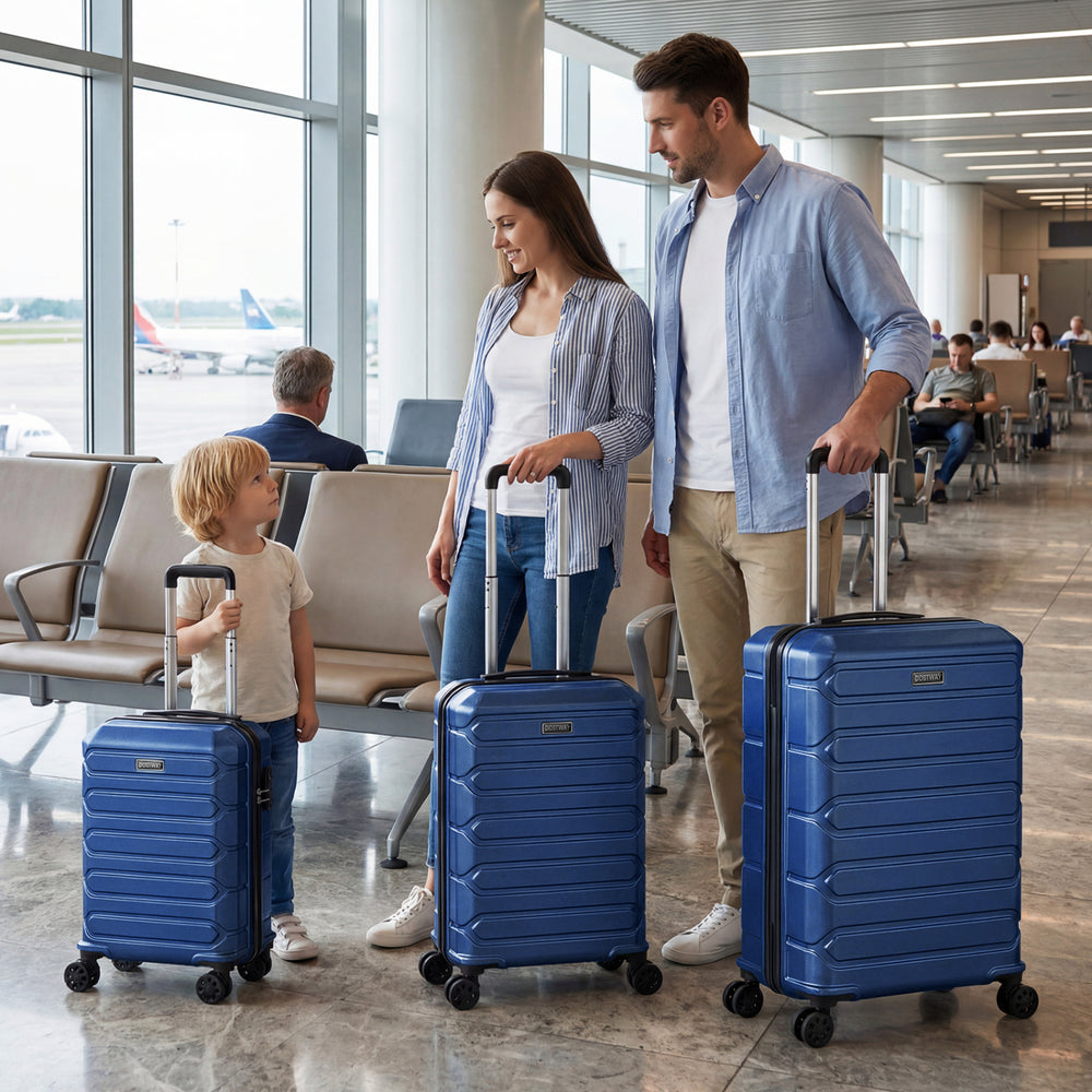 3-Piece Hardside Luggage Set Lightweight Hardside Suitcases with 8-Spinner Wheels-Navy - Gallery View 1 of 11