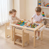 Kids play with colorful blocks and sensory materials at the 3-piece adjustable height activity table and chair set.
