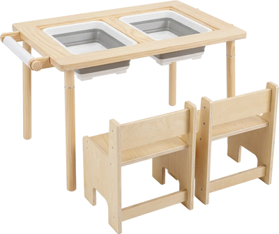 Costway 3-Piece Kids Activity Table and Chair Set Adjustable Height 39160872 New