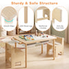Kids activity table and chair set with adjustable height, solid wood legs, and smooth edges for safe play and storage.