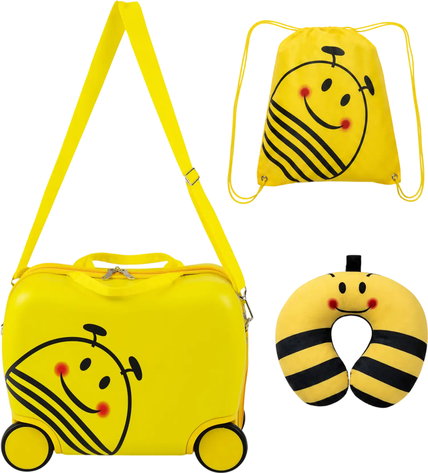 Costway 3-Piece Kids Carry-On Luggage Set w/ Headrest Backpack Travel 12051122 New