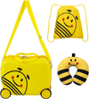 Soft neck pillow in a bee design enhances comfort for kids during travel with the 3-piece carry-on luggage set.