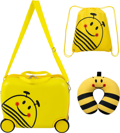 Costway 3-Piece Kids Carry-On Luggage Set w/ Headrest Backpack Travel 12051122 New