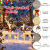 Lighted golden Christmas reindeer family set with 280 LED lights, sturdy metal frame, and exquisite bowknots for festive decor.