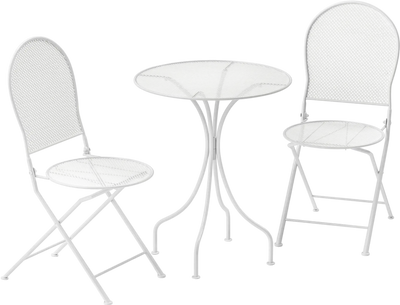 Costway 3-Pc Metal Bistro Patio Dining Set Round Table 2 Folding Chairs 93281754 New