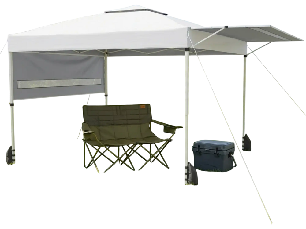 3-Piece Outdoor Adventure Bundle: Pop Up Canopy Tent 20Qt Cooler and Oversized Loveseat