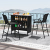 3 Piece Outdoor Bar Set with Footrest and 2-Tier Shelf-Black - Gallery View 1 of 10