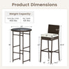 Dimensions of the 3 Piece Outdoor Bar Set featuring a tempered glass tabletop and heavy-duty metal barstools for.