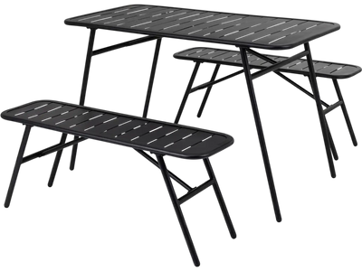 Costway 3-Piece Outdoor Patio Dining Set Coffee Table 2 Benches 72414011 New