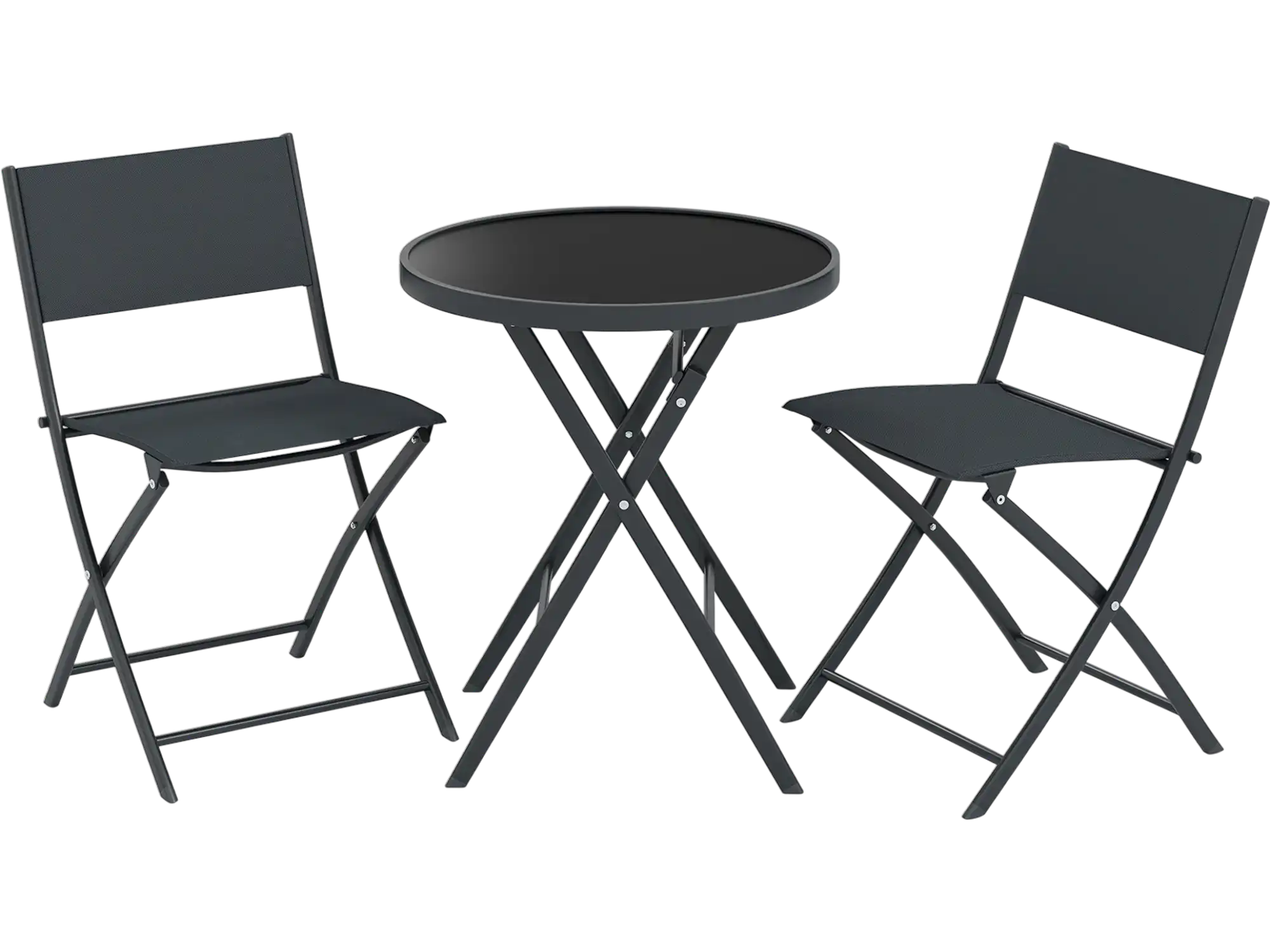 Costway 3-Piece Outdoor Folding Patio Bistro Set Glass Table 2 Chairs 17076429 New